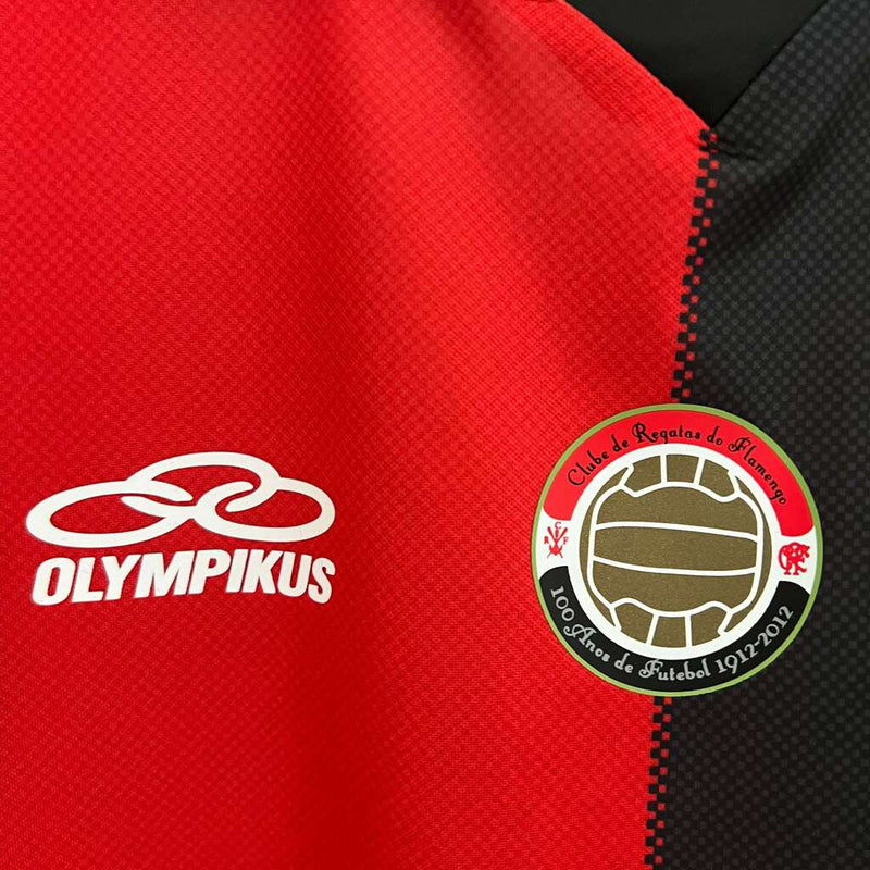 Camisa Retrô Flamengo 100 Anos Torcedor Masculina - Vermelha e Preta