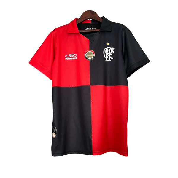 Camisa Retrô Flamengo 100 Anos Torcedor Masculina - Vermelha e Preta
